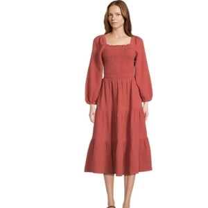 Beachlunchlounge Women's Cutout Back Smocked Midi Dress